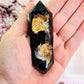 Divine High Grade Druzy Agate Double Terminated Point On Gold Stand 10cm