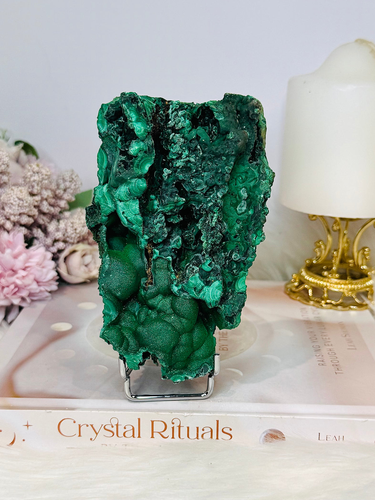 Natural Malachite Freeform 514g On Stand