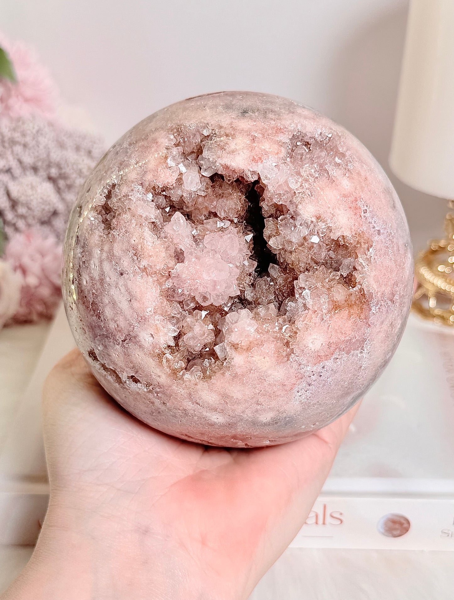 The Pink Amethyst QUEEN ~ Divine Large 10.5cm 1.2KG Druzy Pink Amethyst Sphere on Stand with Stunning Crystallisation