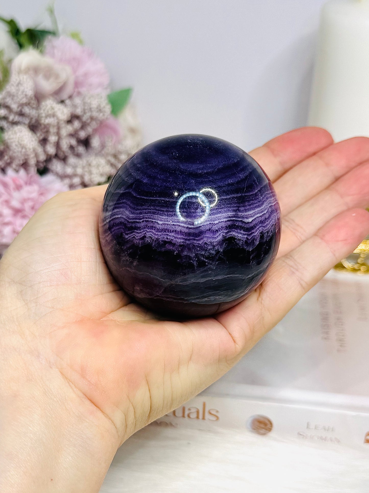 High Grade Purple Fluorite Sphere On Stand 385g