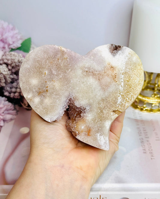 Pink Amethyst Druzy Carved Heart 374g