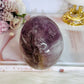 Huge 991gram High Grade Amethyst Carved Skull with Rainbows