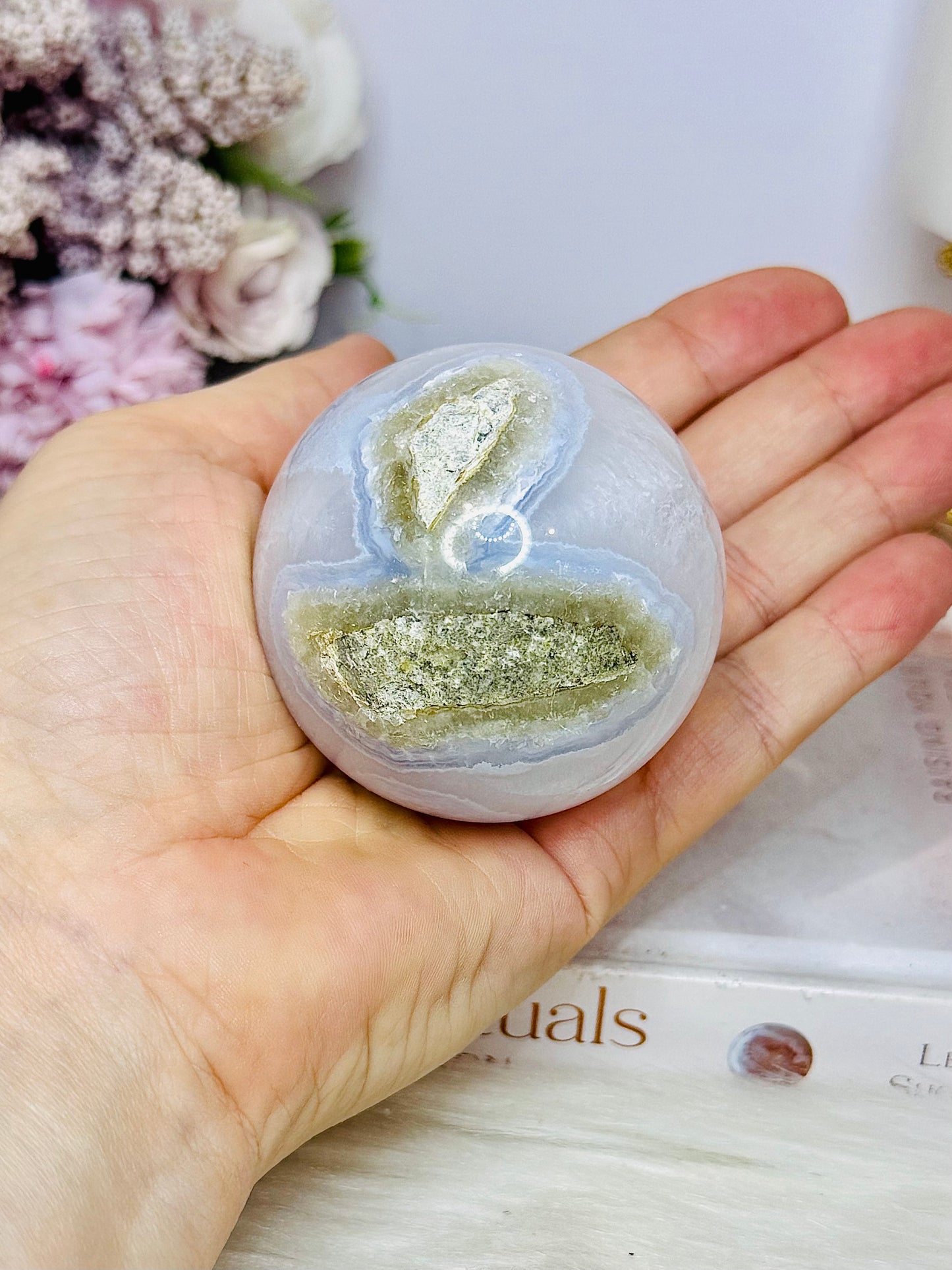 Druzy Blue Lace Agate Sphere on Stand 245g