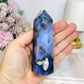 High Grade Blue Flower Agate Druzy Tower 11cm