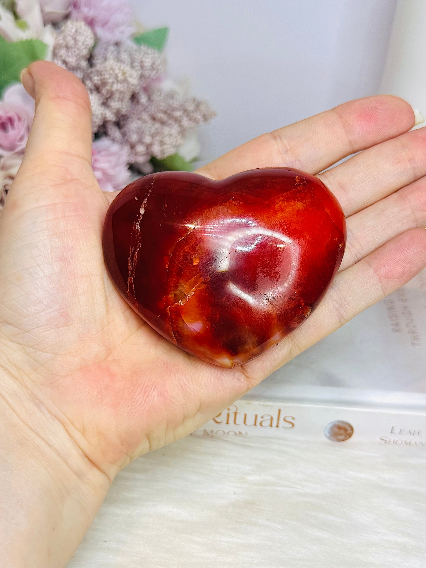 Carnelian Puffy Carved Heart 7cm
