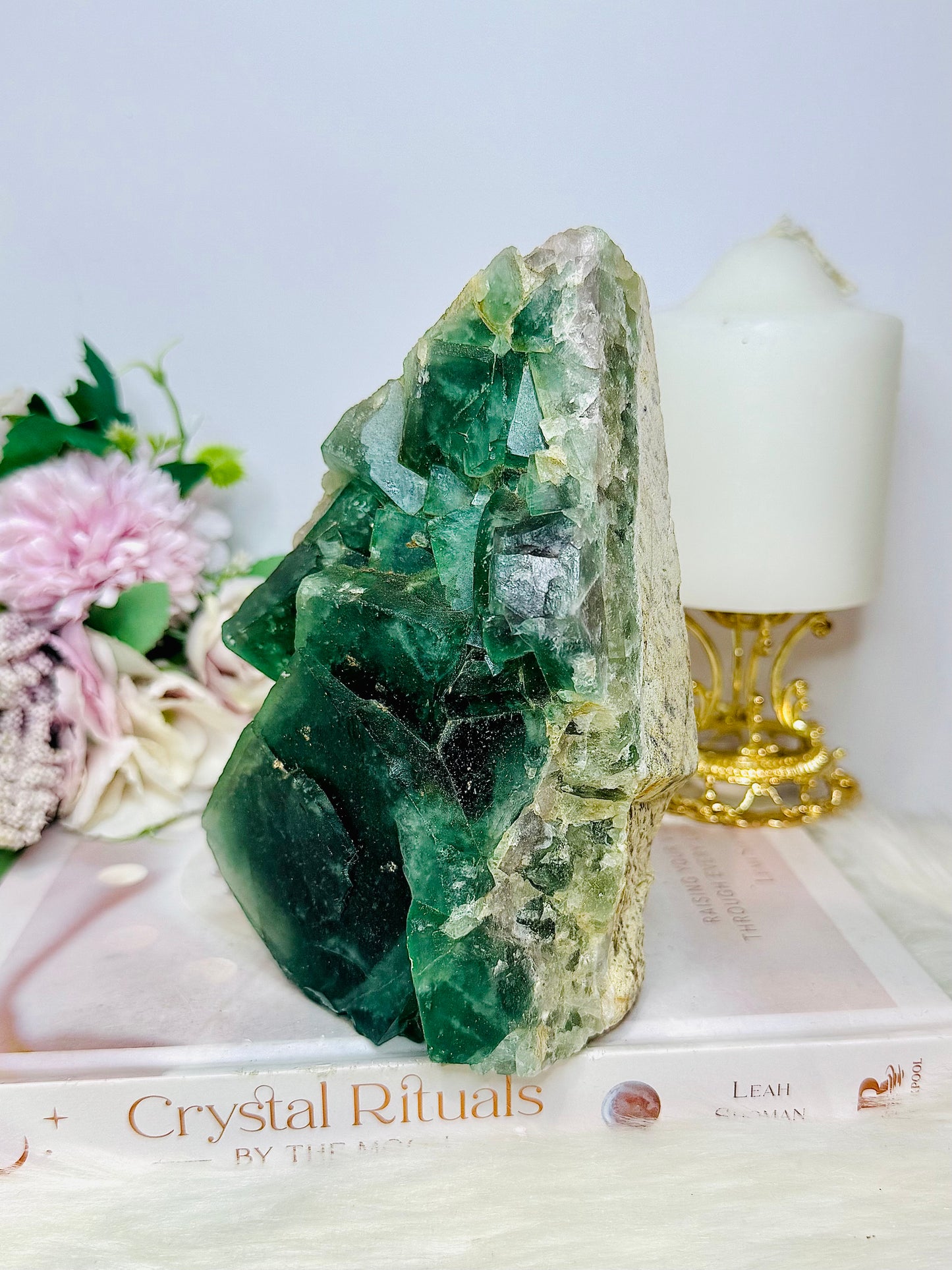 Huge Natural Green Cubed Fluorite Specimen 16cm 1.26KG