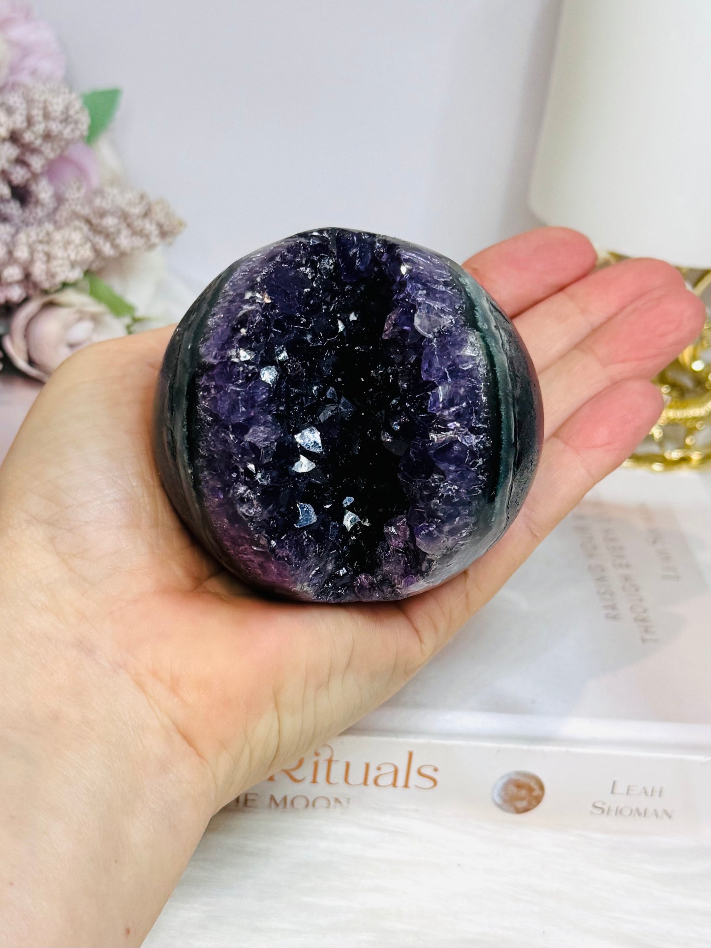 Large Druzy Amethyst Sphere on Stand 405g