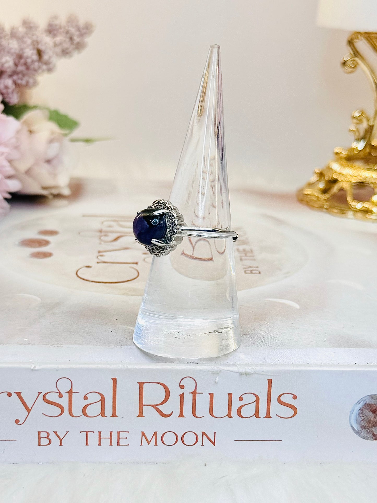 Lovely Charoite Adjustable Ring In Gift Bag