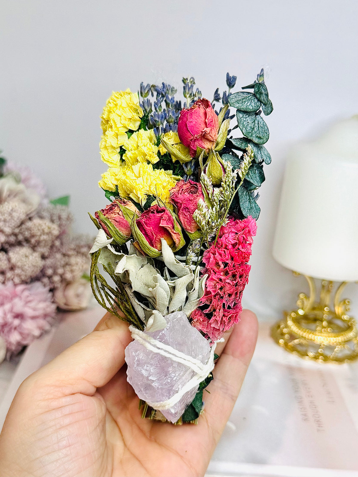Amethyst Sage Smudge Floral Wand | Handmade Cleansing Bundle (limited stock)