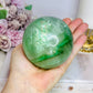 Large Green Fluorite Sphere Full of Rainbows 777g