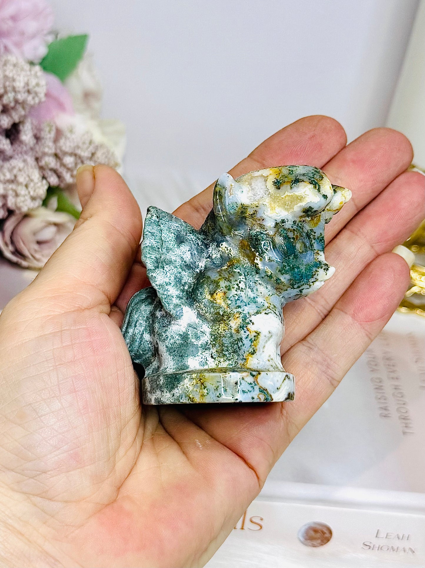Moss Agate Mythical Creature 6.5cm