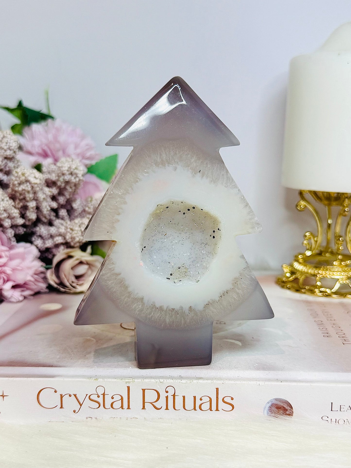 High Grade Sugar Druzy Agate Chunky Christmas Tree 12cm