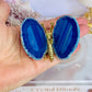 Beautiful Blue (dyed) & Gold Agate Butterfly