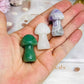 Set of 3 Mushrooms ~ Green Aventurine, Clear Quartz & Chevron Amethyst