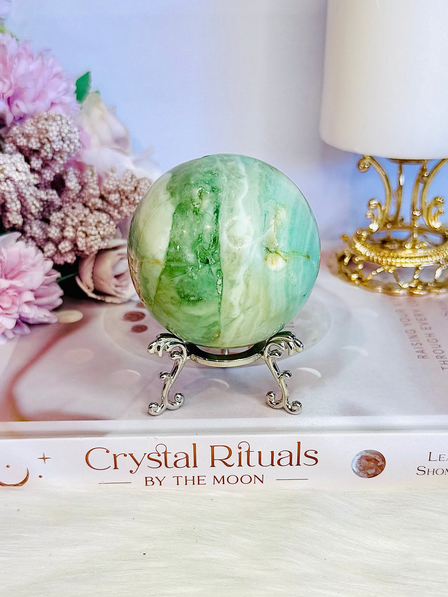 Beautiful Natural Variscite Sphere On Stand 381grams