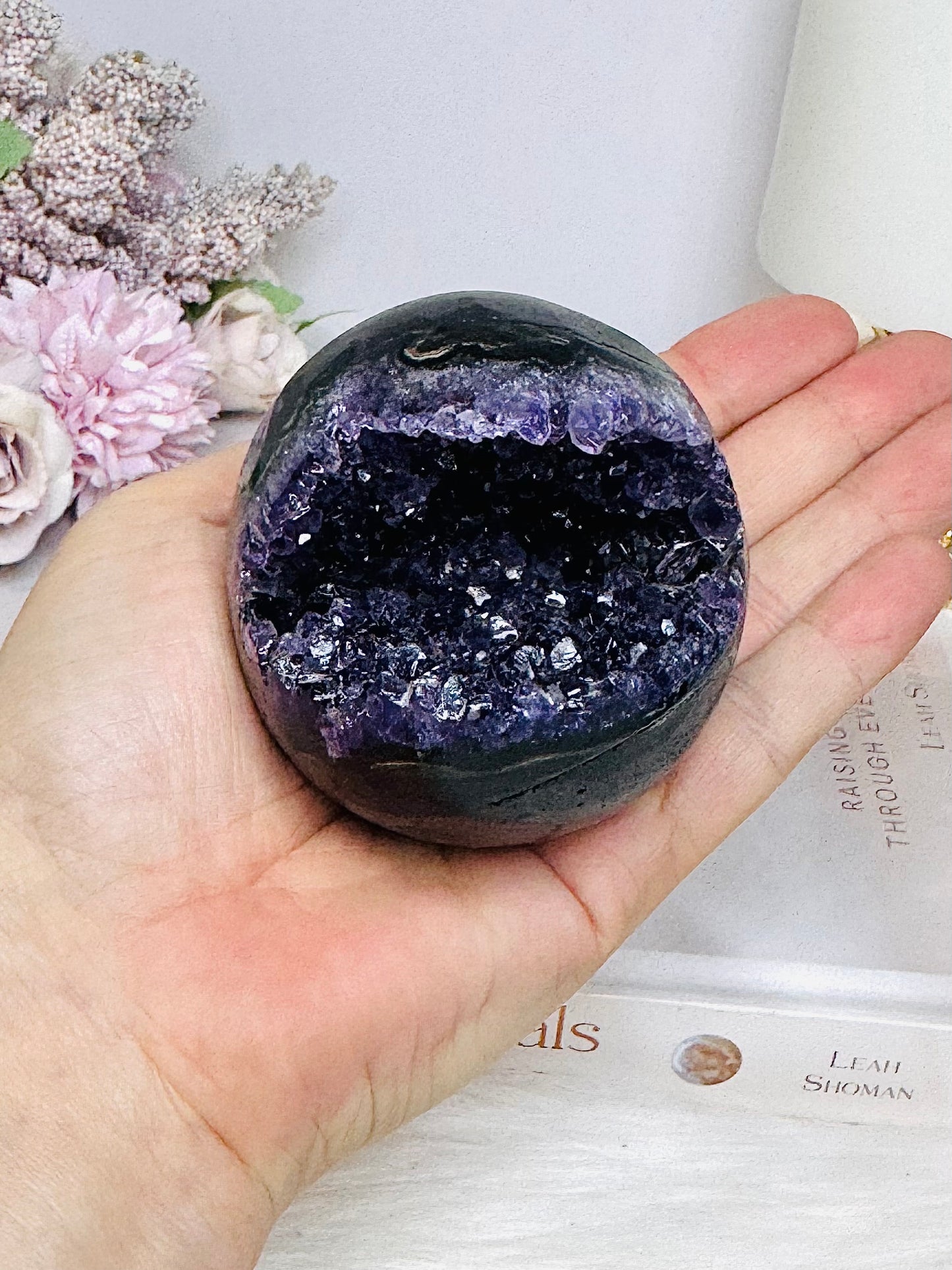 Large Druzy Amethyst Sphere on Stand 358g