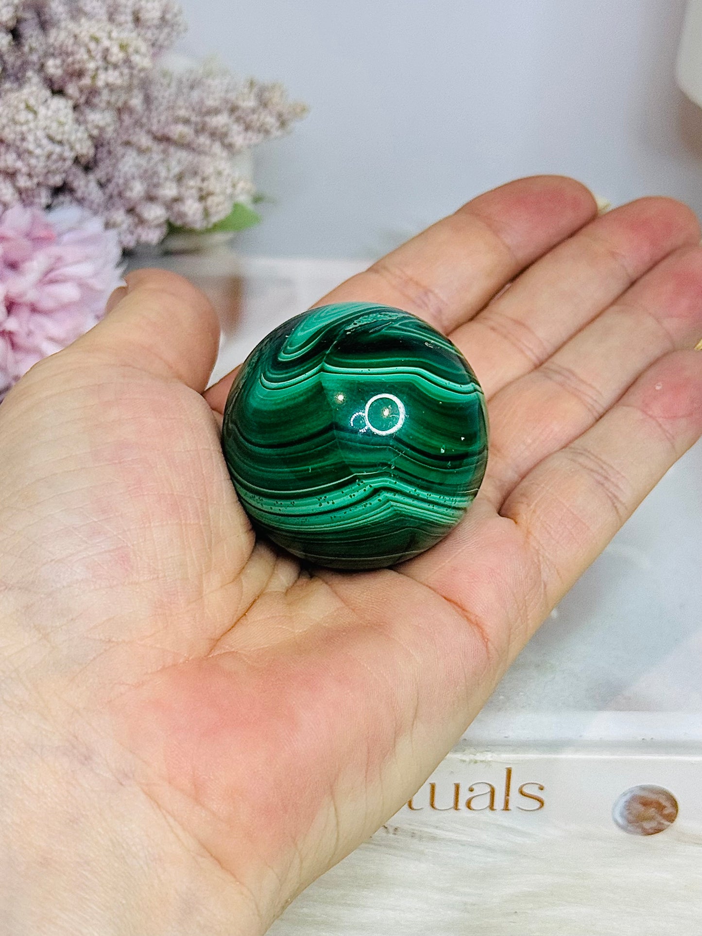 Natural Malachite From Congo Sphere on Stand 147g