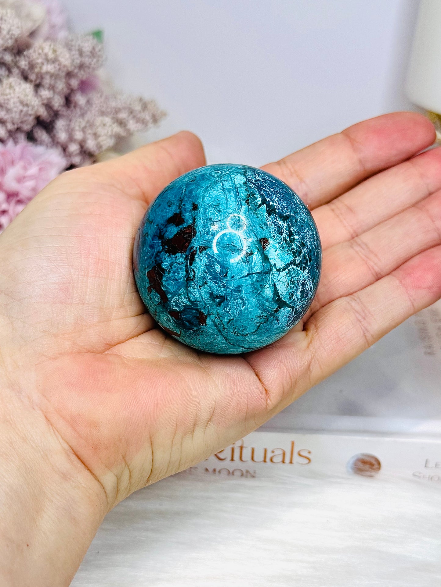 High Grade Chrysocolla Sphere on Stand 181g