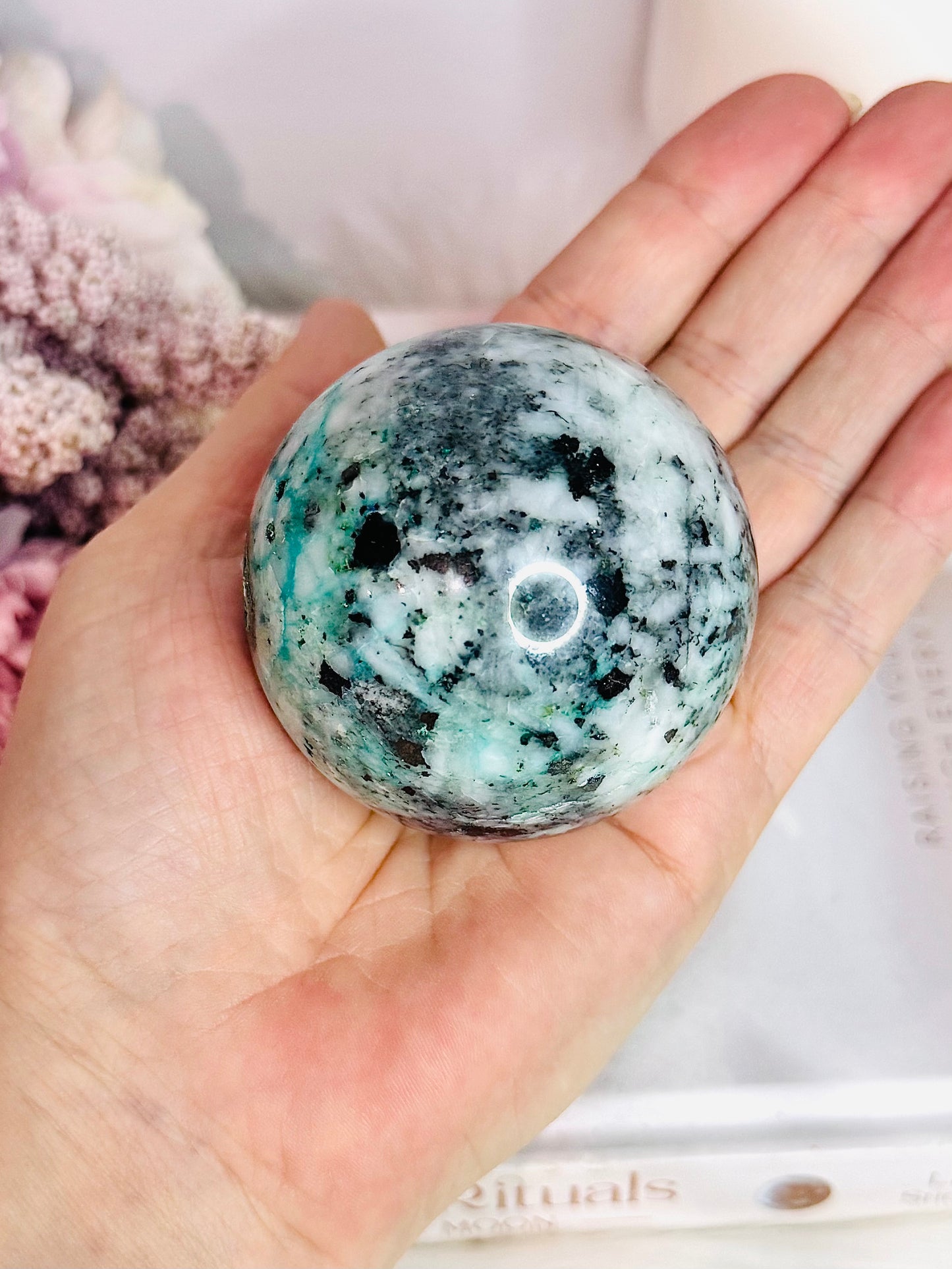 Gorgeous 296gram Phoenix Stone (Malachite, Chrysocolla & Turquoise) Sphere on Stand