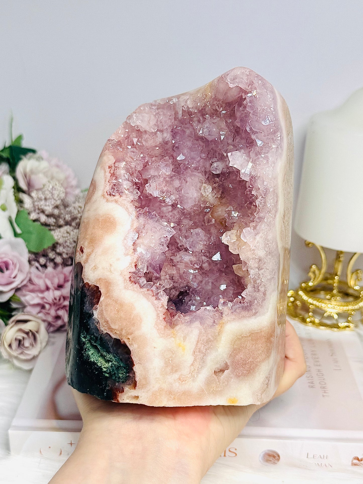 High Grade Pink Amethyst Druzy Freeform with Jasper Inclusions 14.5cm 1.8KG