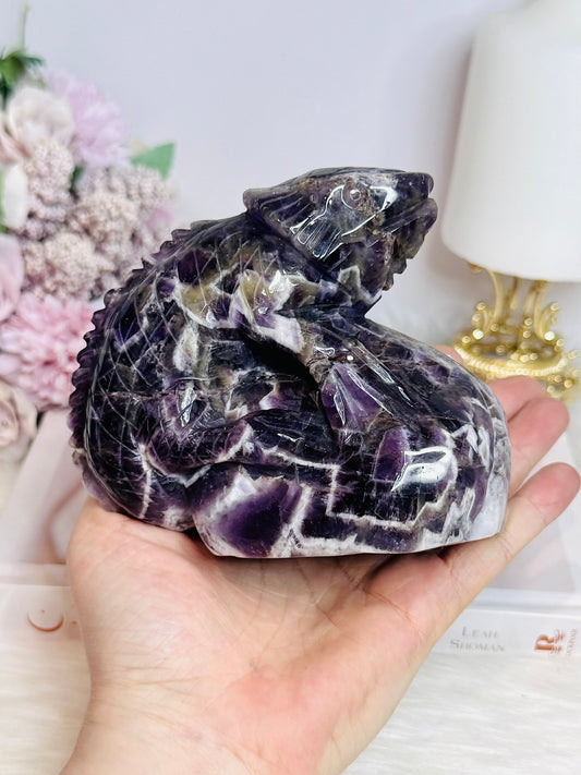 Large Chevron | Dream Amethyst Carved Lizard 11cm 793g