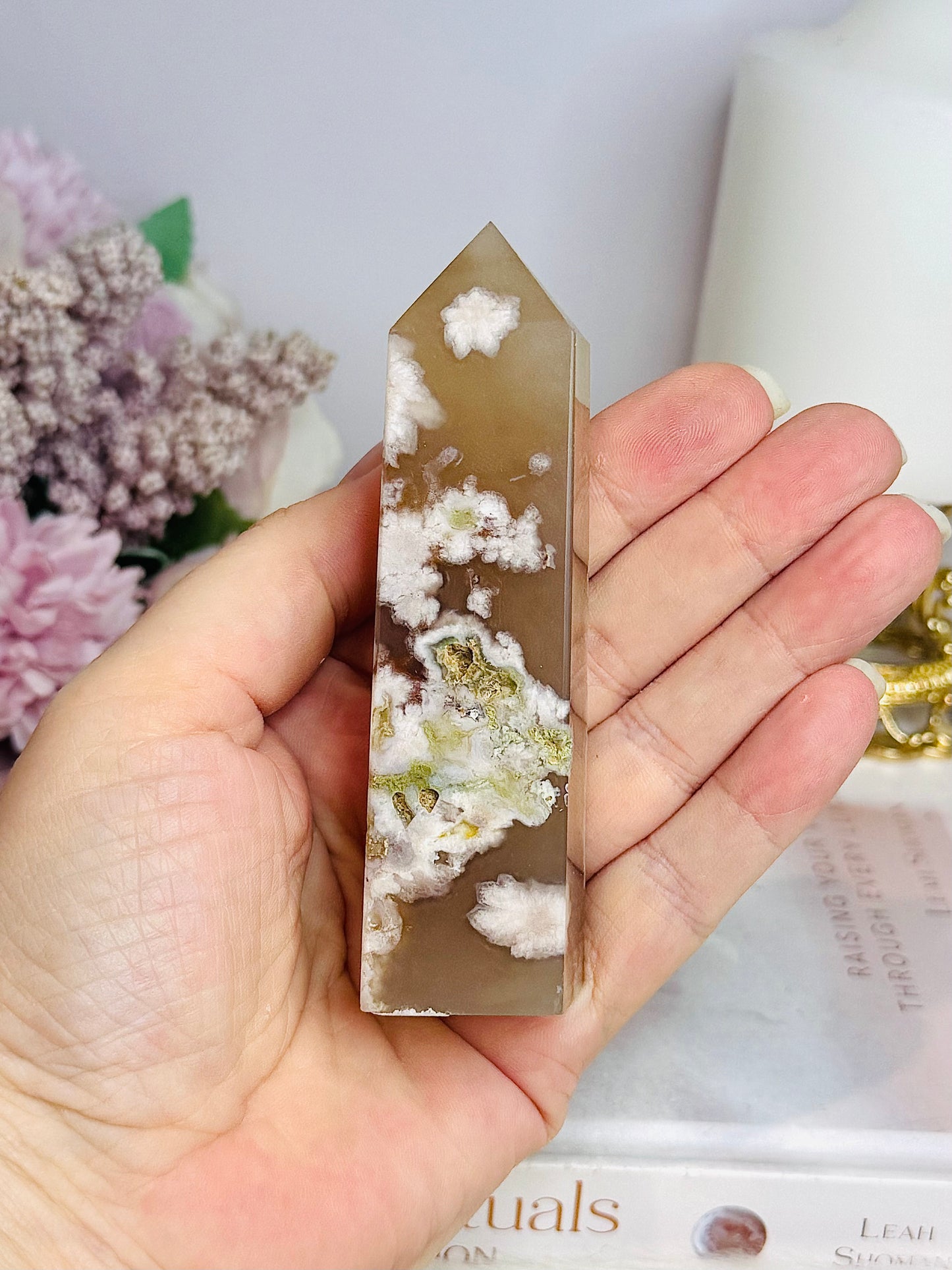 Flower Agate Tower 11cm