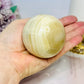 Large Banded Calcite Sphere on Stand 413g