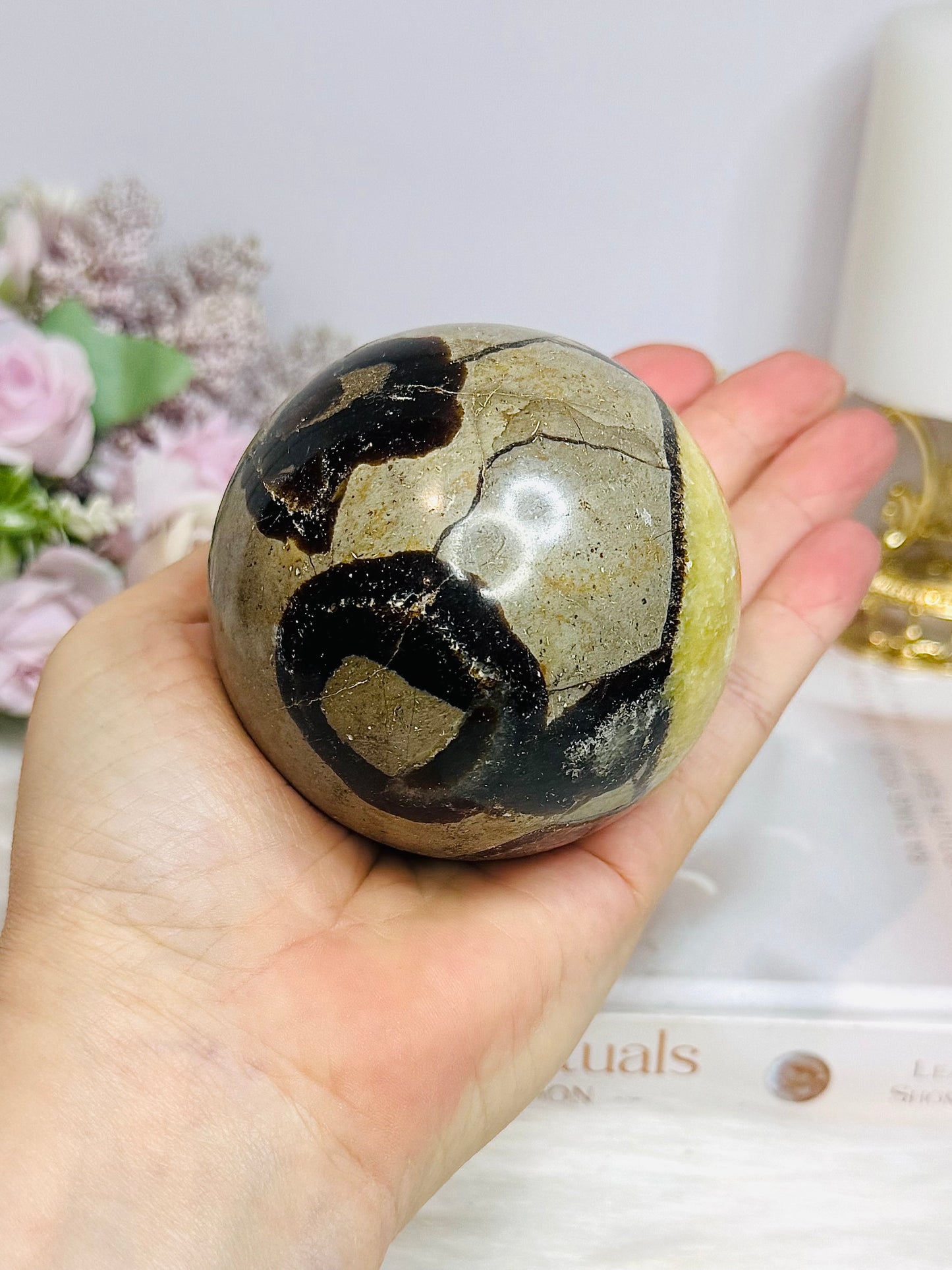 Large Septarian Sphere on Stand 506g