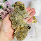 Large Pink Amethyst Druzy Double Hearts On Stand 15cm Long 473g