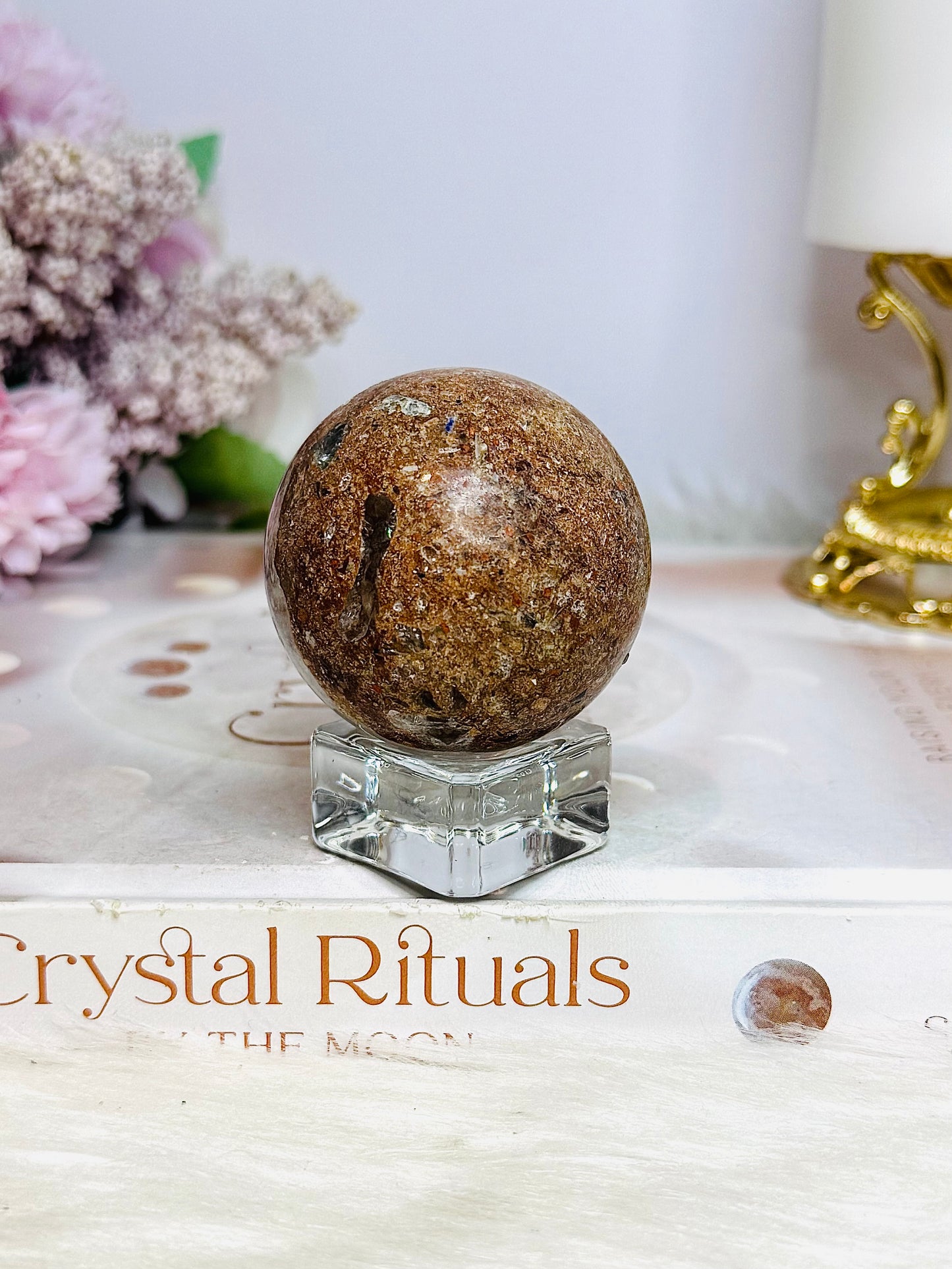 High Grade Garden Quartz Sphere with Rainbows 114g on Stand