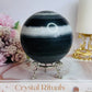 Natural Large Tai Chi Stone (White Quartz & Black Jasper) Sphere On Stand 895grams