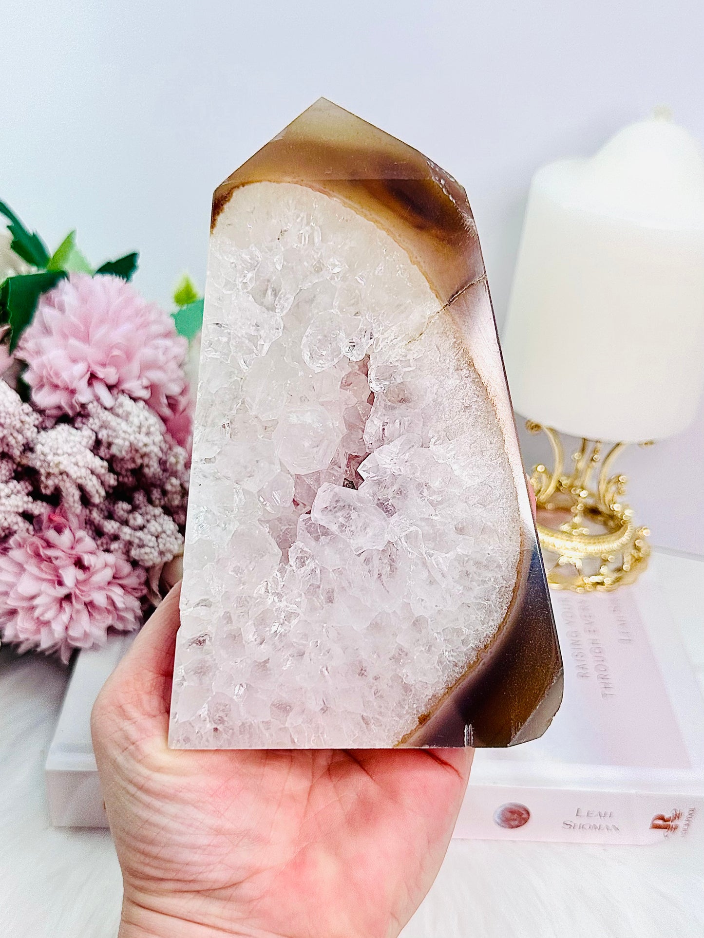 Absolutely Stunning Large 15cm Druzy Agate Tower