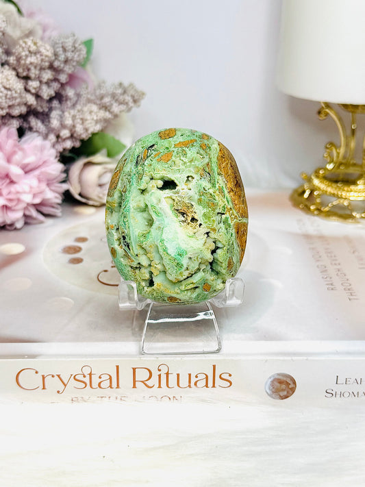 Chunky Large Smithsonite Palm Stone (Stand is display only)