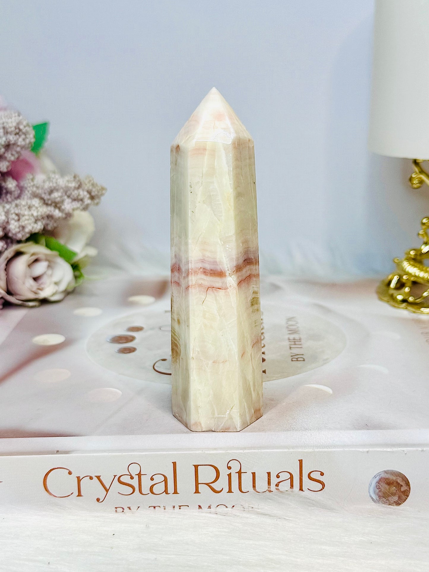 Pink Banded Calcite | Pork Stone Tower 9.5cm