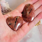 High Grade Sparkling Incredible Golden Sunstone Carved Heart & Palmstone Set