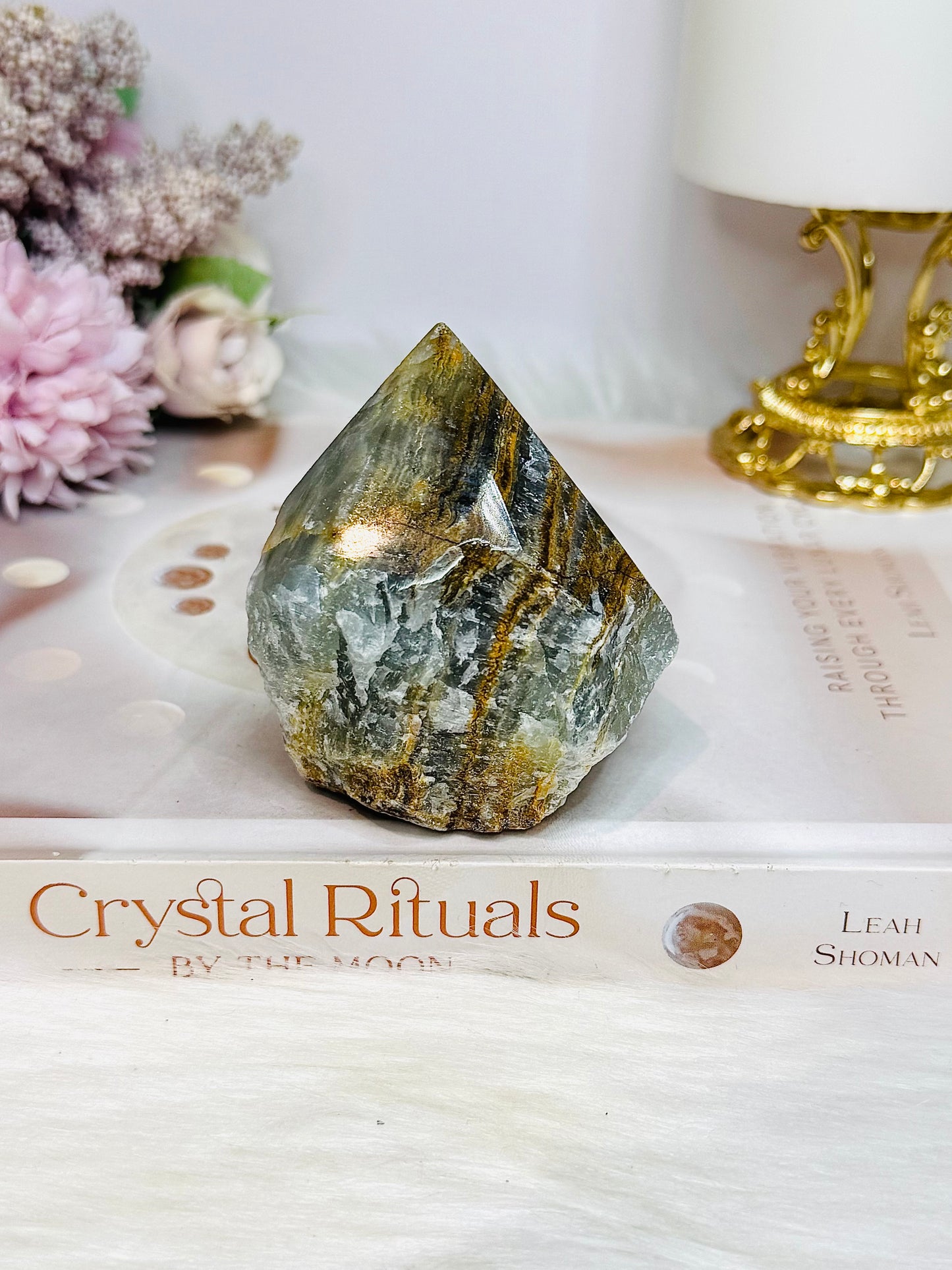 Natural Blue Onyx | Banded Calcite Rough Polished Top 221g