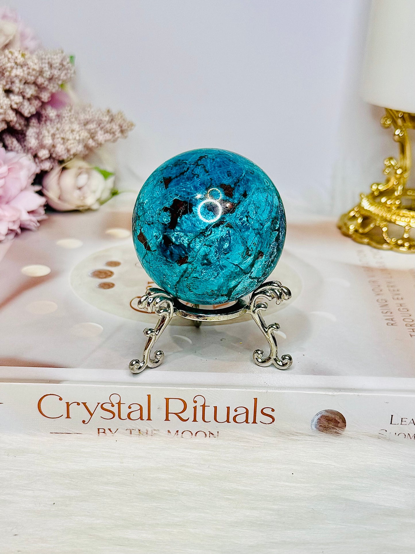 High Grade Chrysocolla Sphere on Stand 181g