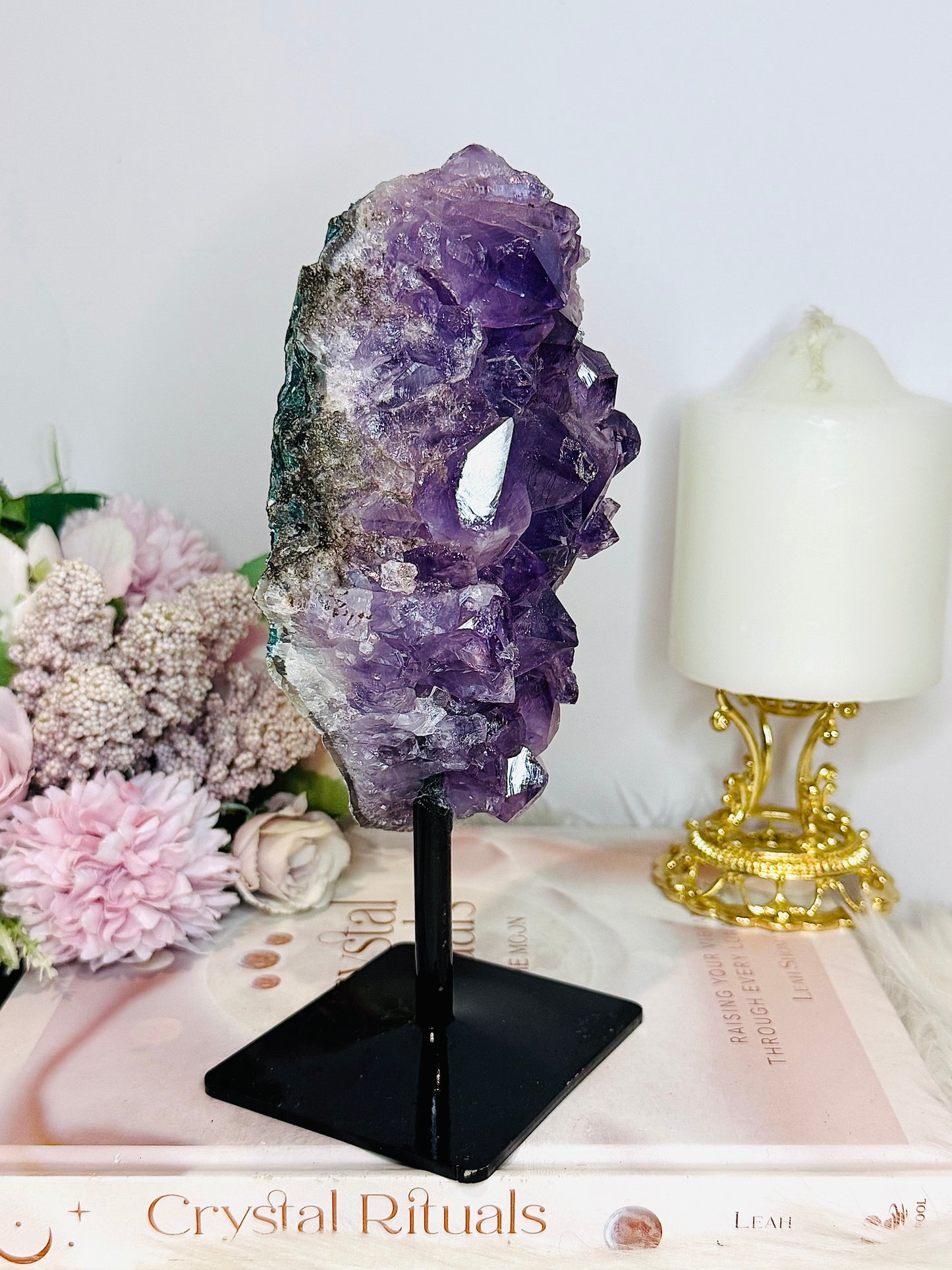 High Grade Deep Purple Amethyst Cluster On Stand 19cm