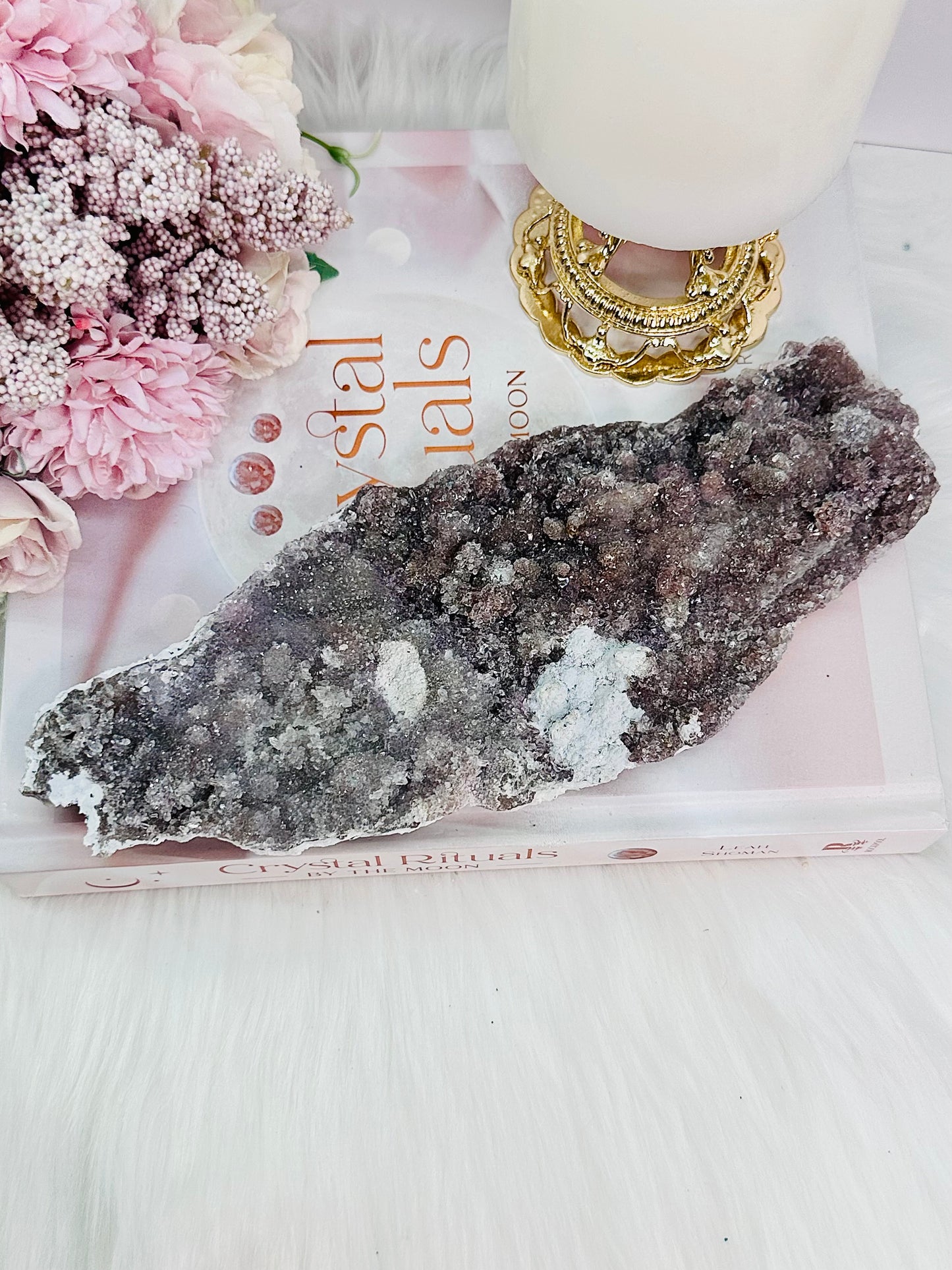 ⚜️ SALE ⚜️ Sparkling Large 22cm Zeolite| Flower Amethyst Natural Slab From Brazil