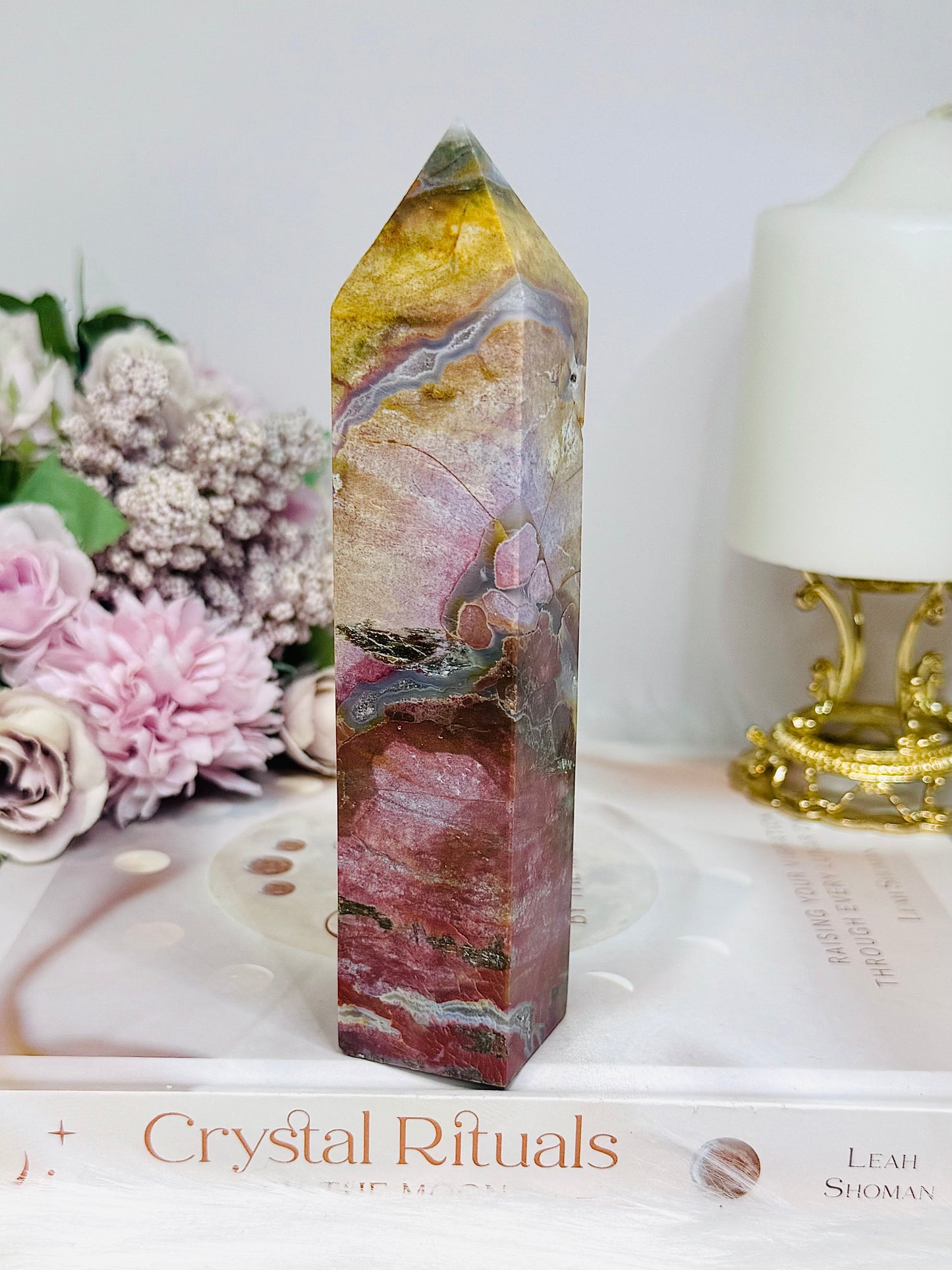 Indian Jade Colourful Tower 19.5cm 300g