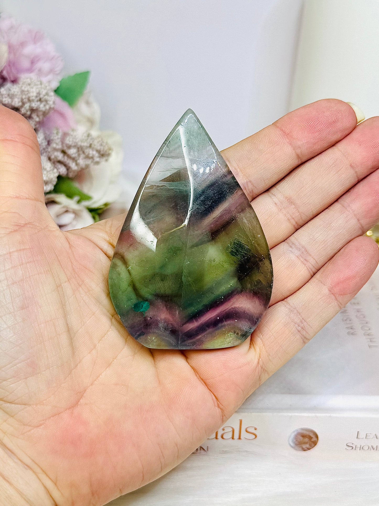 Rainbow Fluorite Flame on Stand 8cm