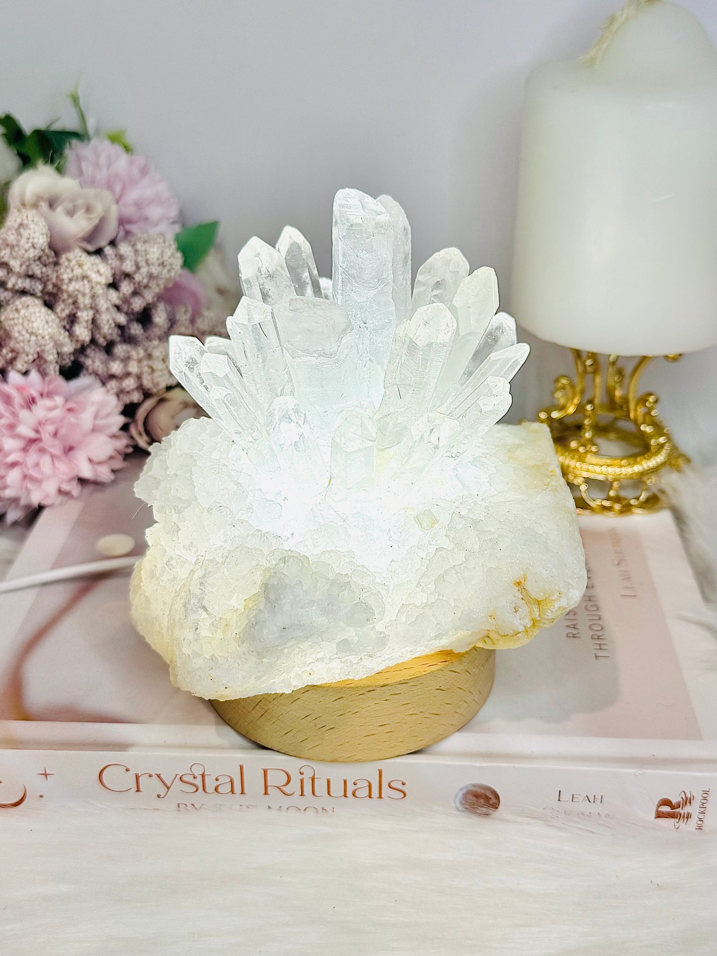 Large Clear Quartz Pineapple Lamp on Light Stand 810g