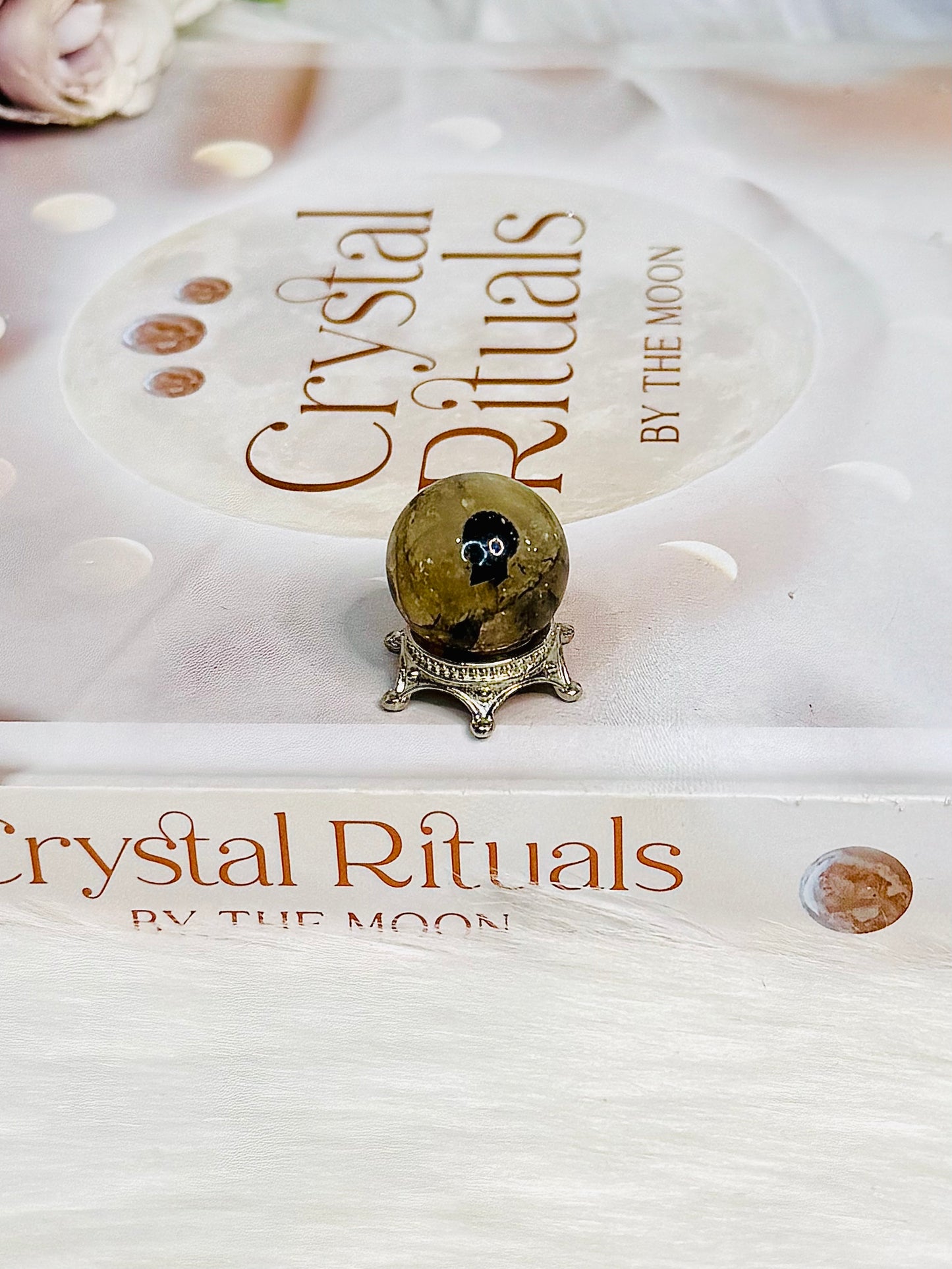 Rare Mini Herkimer Diamond Sphere on Stand