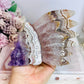 Large Amethyst X Mexican Lace Agate Carved Indian Head on Stand