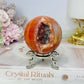 High Grade Druzy Carnelian Sphere on Stand 295g