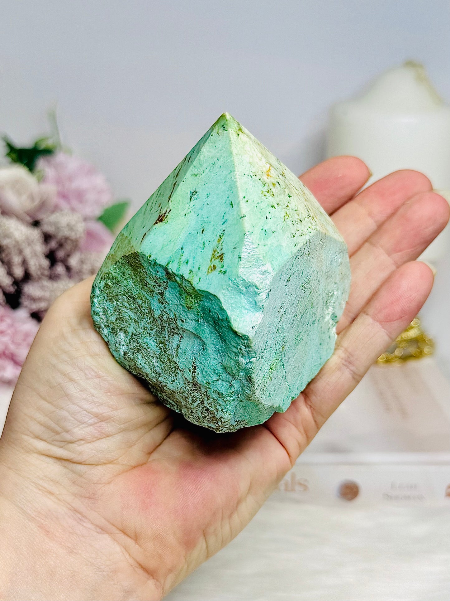 A Rare Stone ~ Chunky Natural Inca Turquoise Carved Freeform | Tower 8cm 334g