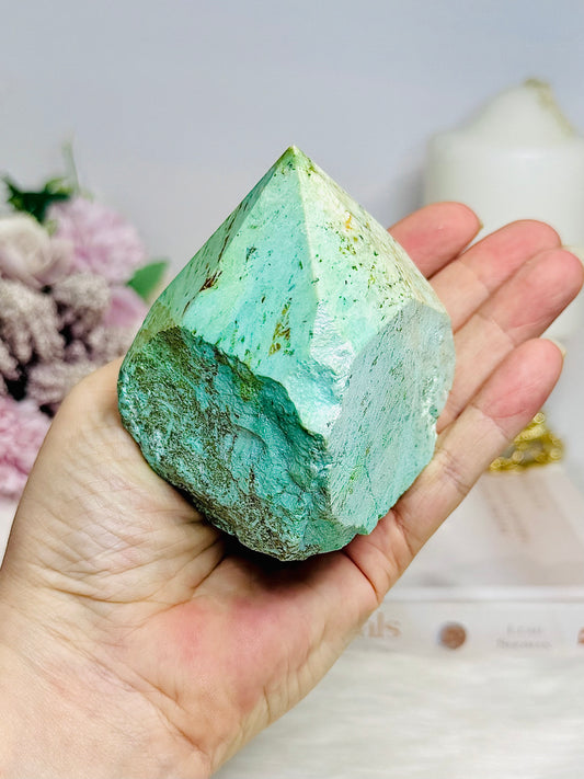 A Rare Stone ~ Chunky Natural Inca Turquoise Carved Freeform | Tower 8cm 334g