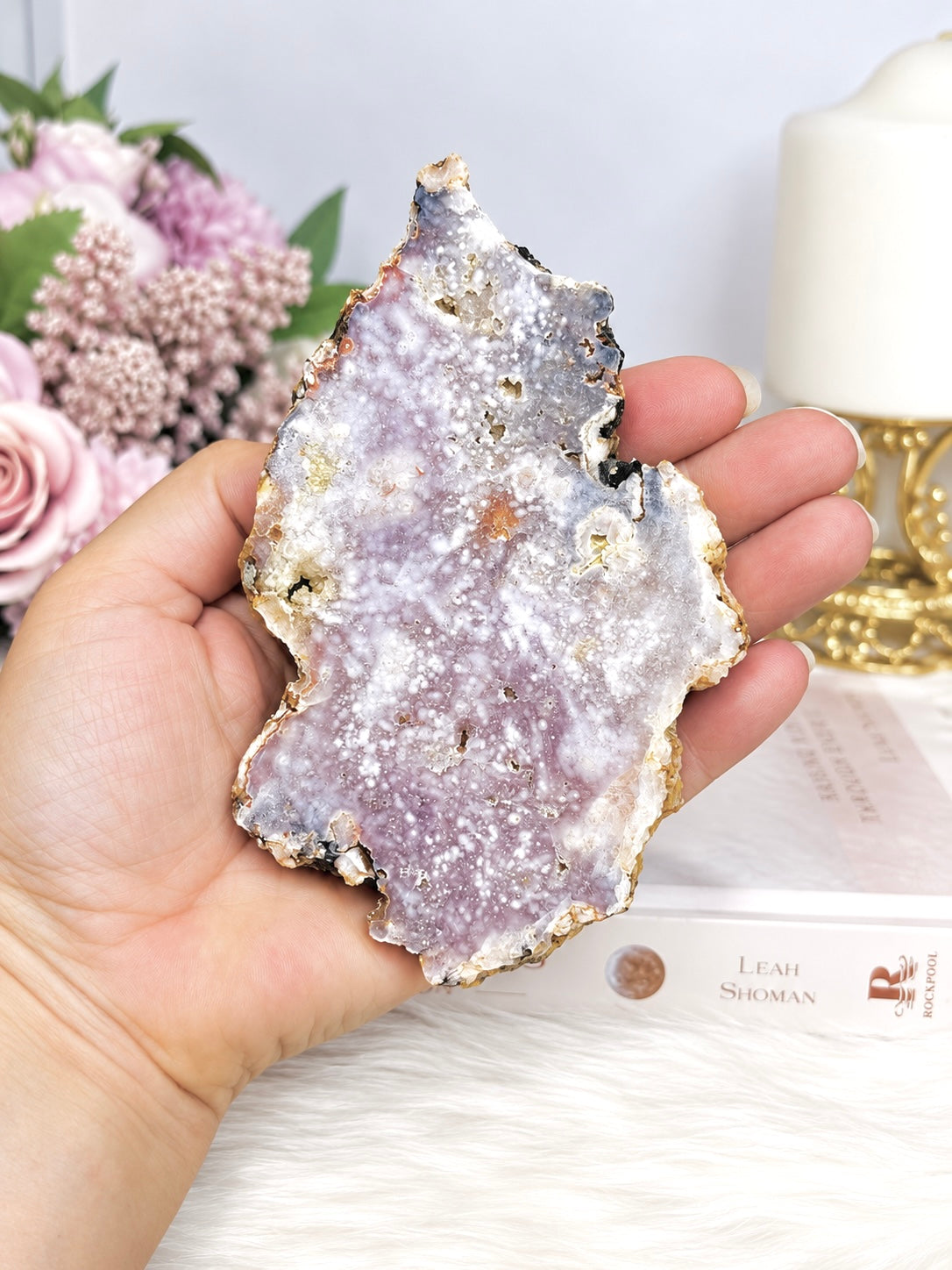 Pink Amethyst Druzy Slab 12cm