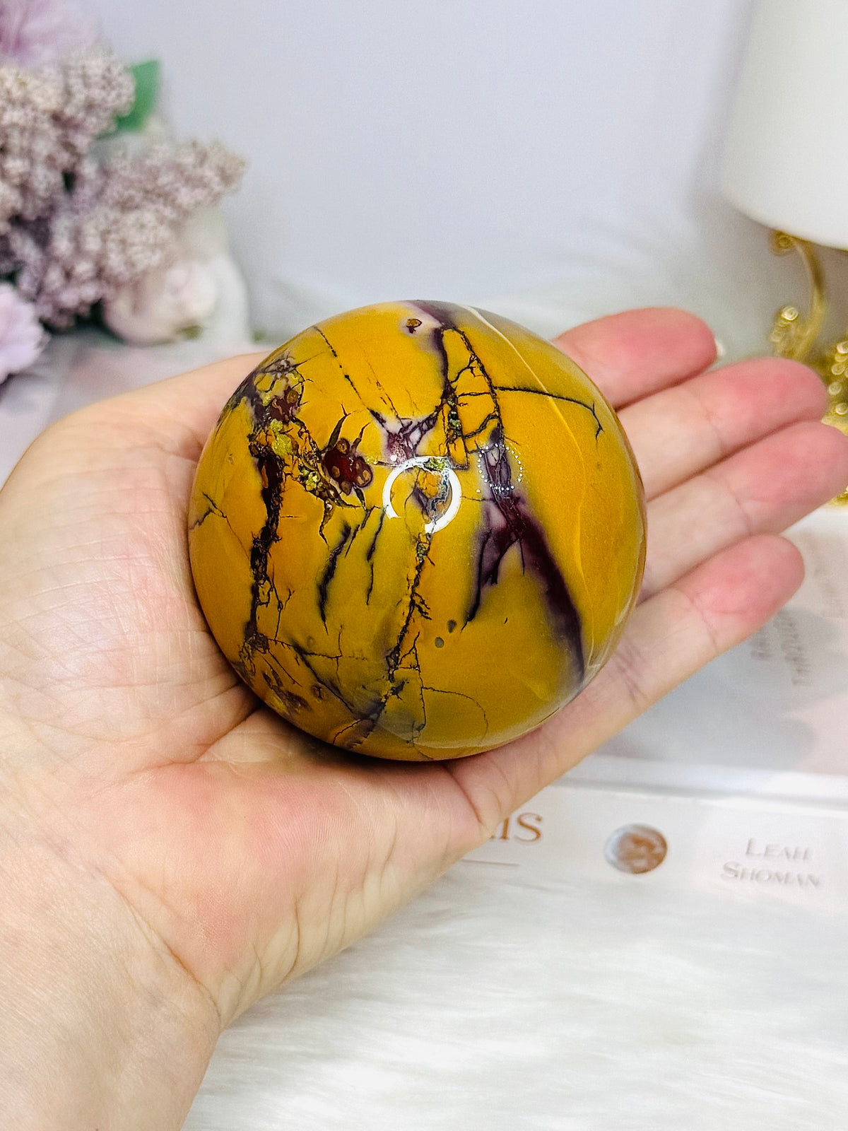 Large Mookaite Jasper Sphere on Stand 412g