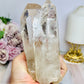 High Grade Clear Quartz Twin | Double Tower with Rainbows on Stand 18cm (on stand) 900g